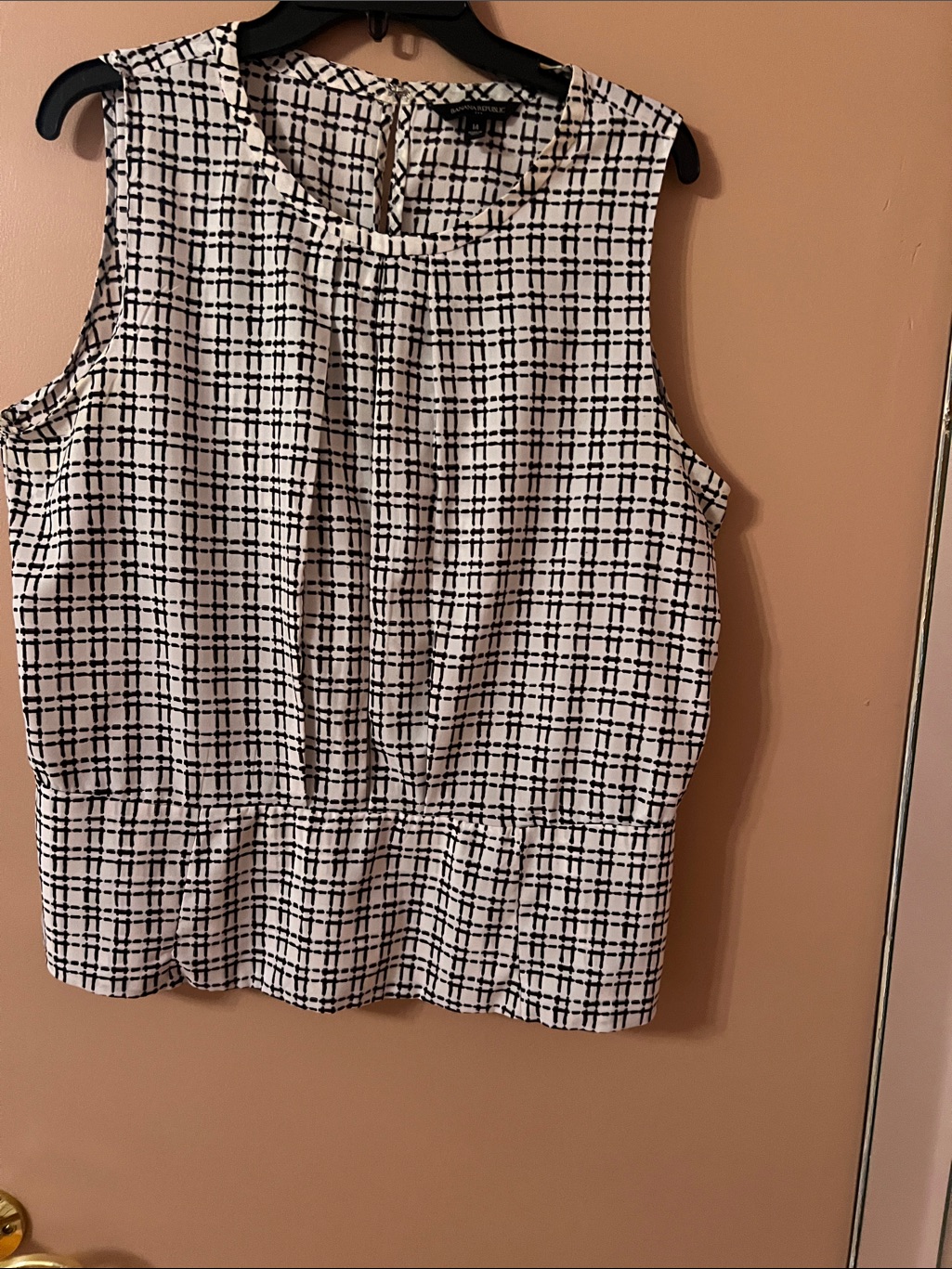 Banana Republic Black And White Grid Peplum Camisole